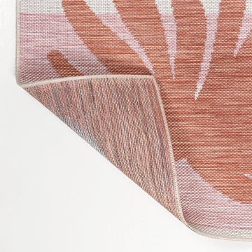 Veronica Classic Beach Stripe And Palm Leaf Indoor/Outdoor Area Rug